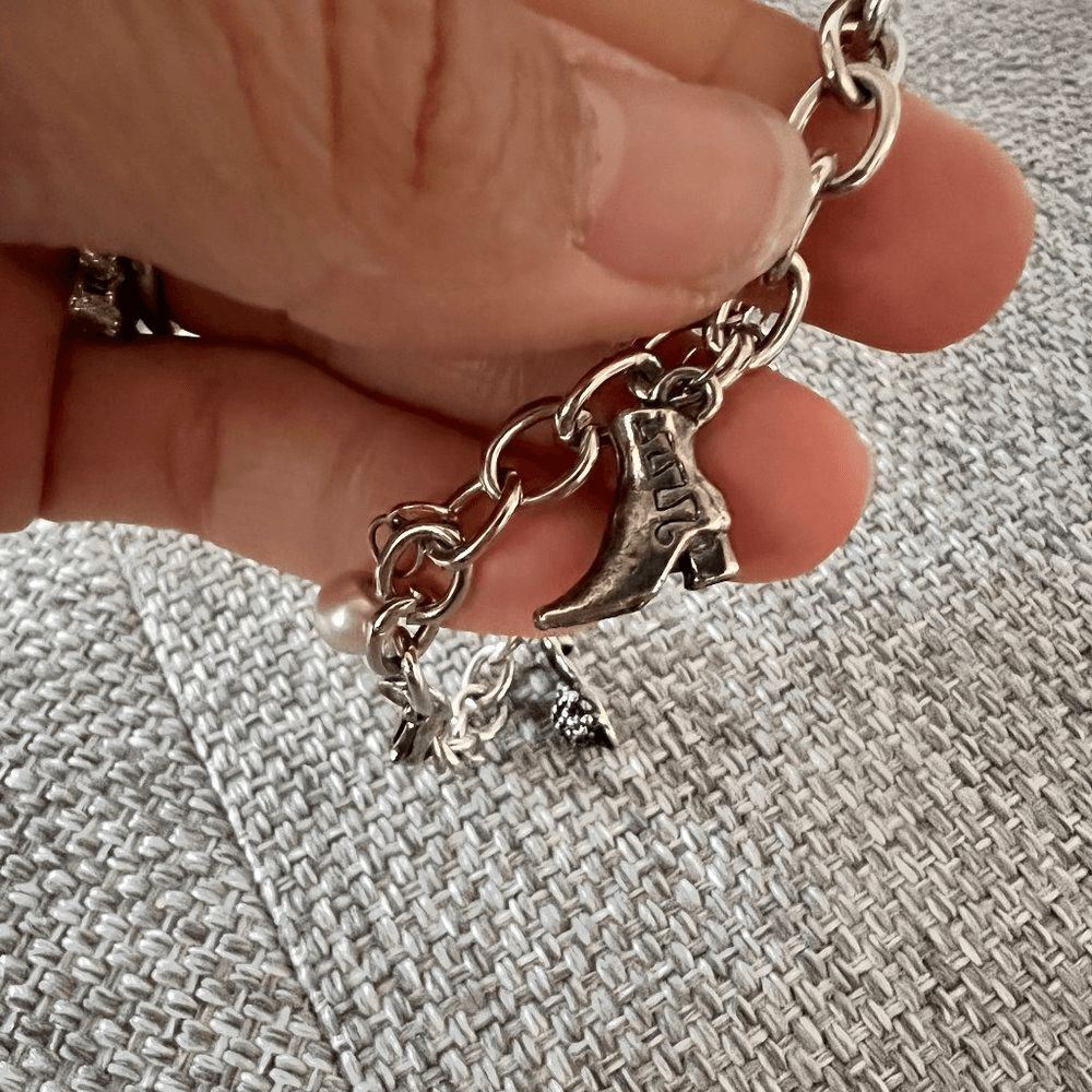 Vintage Y2K Silver Charm Bracelet 90s Fashion Jewelry‎